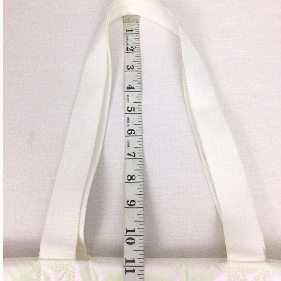 Bath & Body Works Iridescent Puffer Quilted White Double Handle Casual Tote - Picture 10 of 10